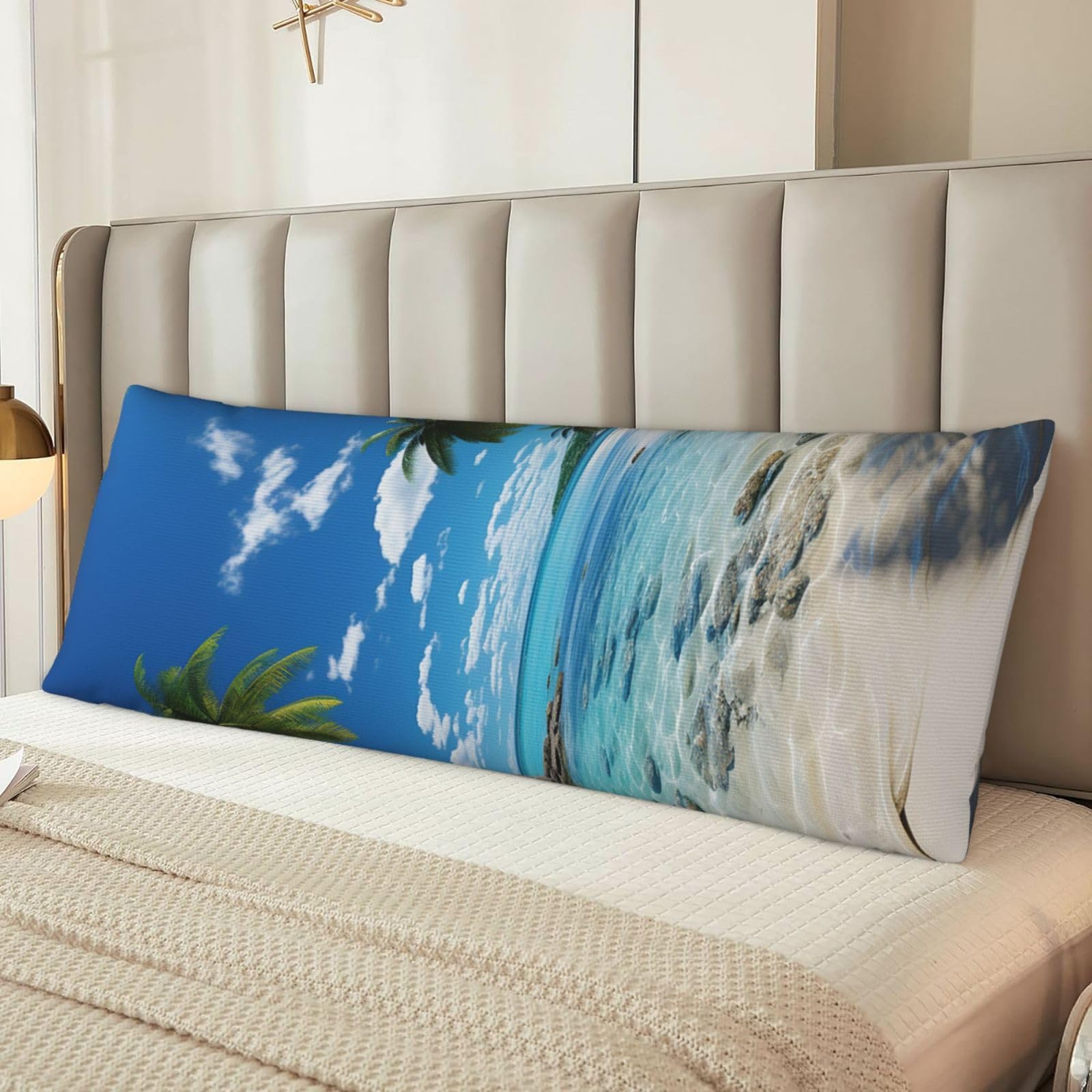 Beach Palm Tree Body Pillow Case Cover, Microfiber Long Pillow Cases, Ultra Soft and Cozy Plush Body Pillowcase Decorative Long Bed Pillow Cover for Sleeping 20x54 Inches