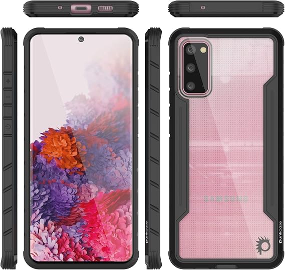 Punkcase Galaxy S20 Case [Armor Stealth Series] Ultra Thin & Protective Military Grade Multilayer Cover W/Aluminum Frame [Clear Back] Ultimate Drop Protection for Your S20 (6.2) (2020) (Black)