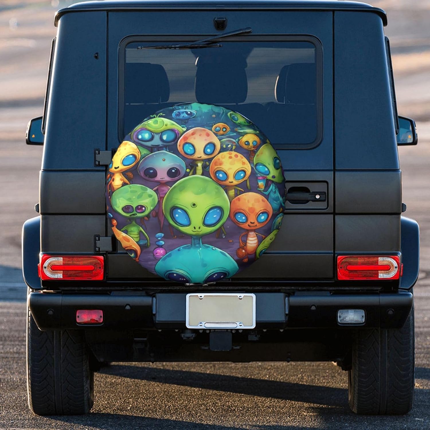 Astronaut and Alien Print Tire Cover Universal Spare Wheel for Trailer Rv SUV Truck Camper Travel Accessories