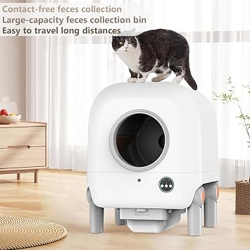 Automatic Cat Litter Box with Top-Loading Litter Addtion, Self Cleaning Litter Box with Smell-Elemination Weight Monitoring Function APP Control 68L Large Space for Multi-Cat Family