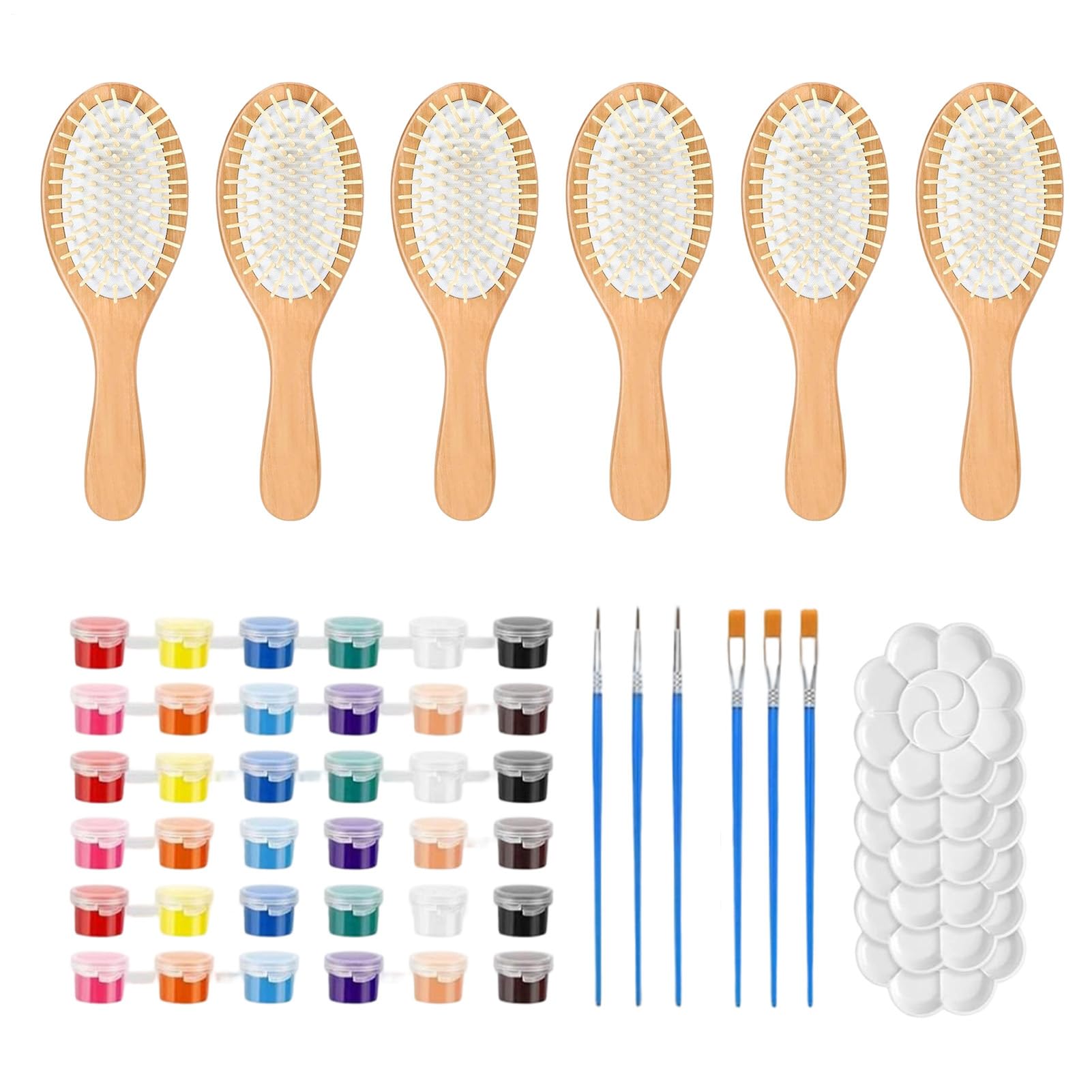 Set di Pennelli in Legno per Pittura Kit Fai Da Te Spazzole per Capelli | il Pettine di Legno Per Artisti Adulti Donne Principianti Arte Hobbistica Famiglie Compleanno Vacanze