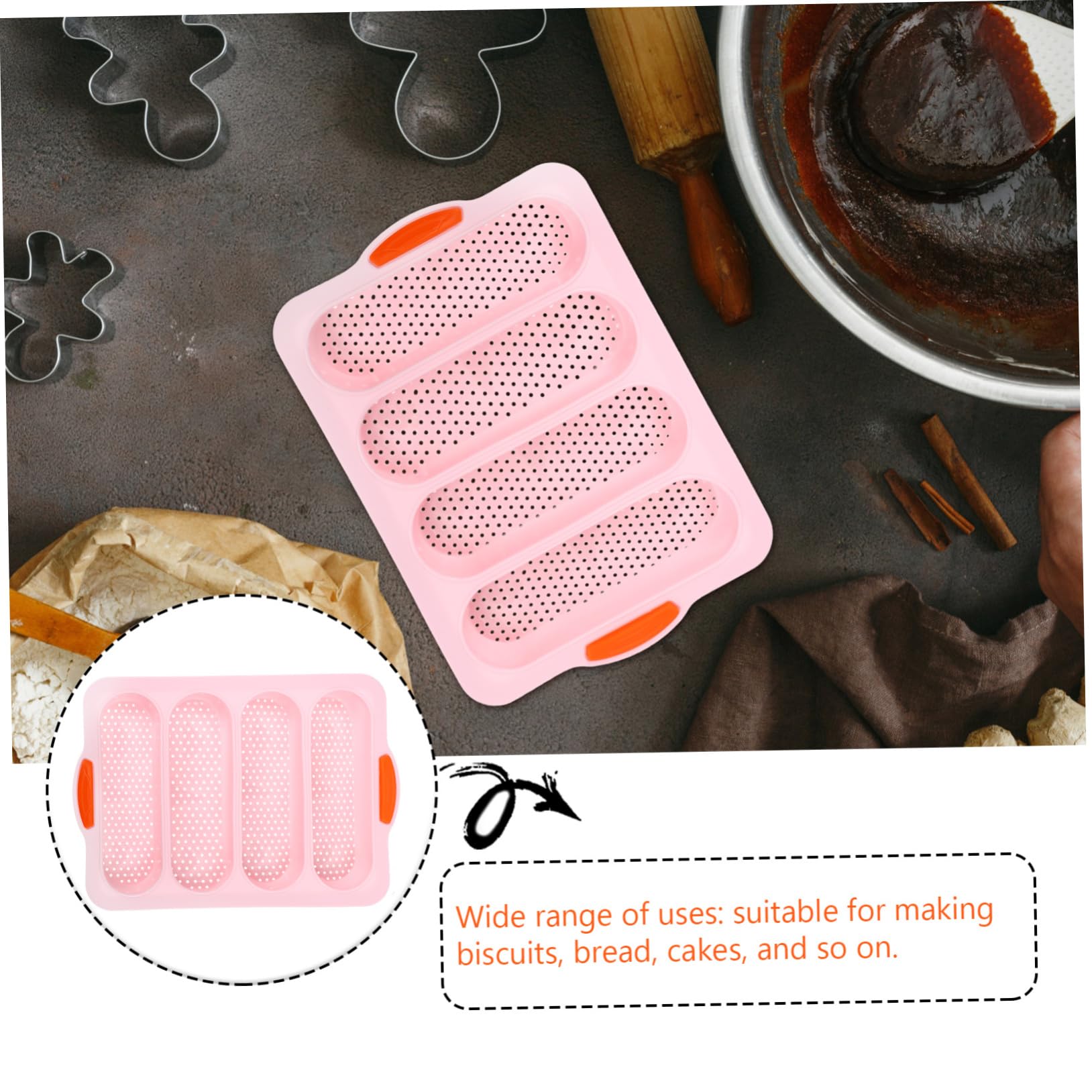 DECHOUS 4-slot Baguette Baking Mold Non-stick French Bread Baking Pan Perfect for Home Use