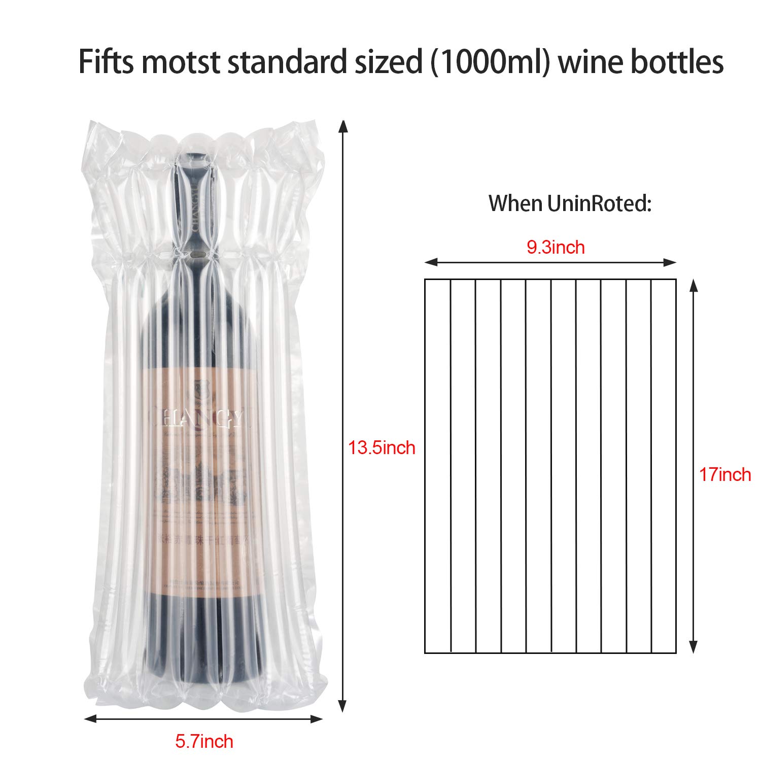 Lot de 10 sacs de protection de voyage pour bouteille de vin, sacs gonflables avec pompe pour un transport sûr