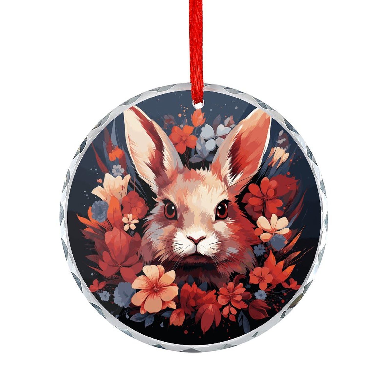 Fodpand Women's Style Easter Bunny Round Glass Ornament Keepsake Gift Exchange Ideas Car Decor,Christmas Ornaments For Tree Window Garden Ornaments