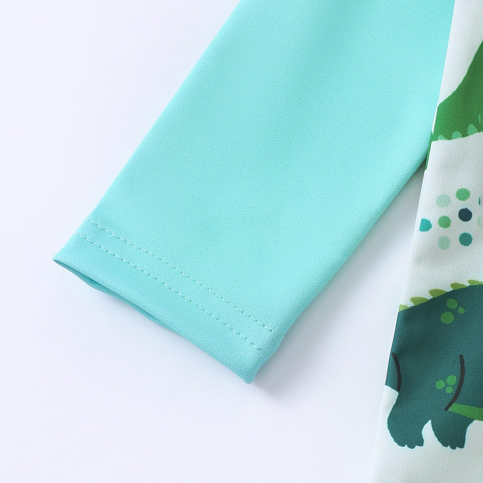 Baby N -Set für Jungen mit Dinosaurier-Print, langärmeliges Rashguard-Schwimmshirt mit Badehose Mütze für Babys Kleinkinder von 0 bis 3 Jahren, Sommer-Strand-Pool-Outfit (Mint Green2, 3-6 Months)