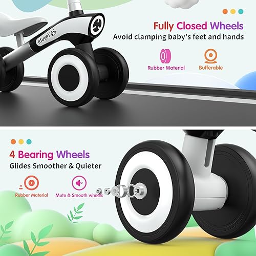 Miniatura 6 de Yoyuto Bicicleta de equilibrio para bebés de 1 año, niños y niñas de 12 a 36 meses, 4 ruedas de silencio, asiento suave, juguetes de primera