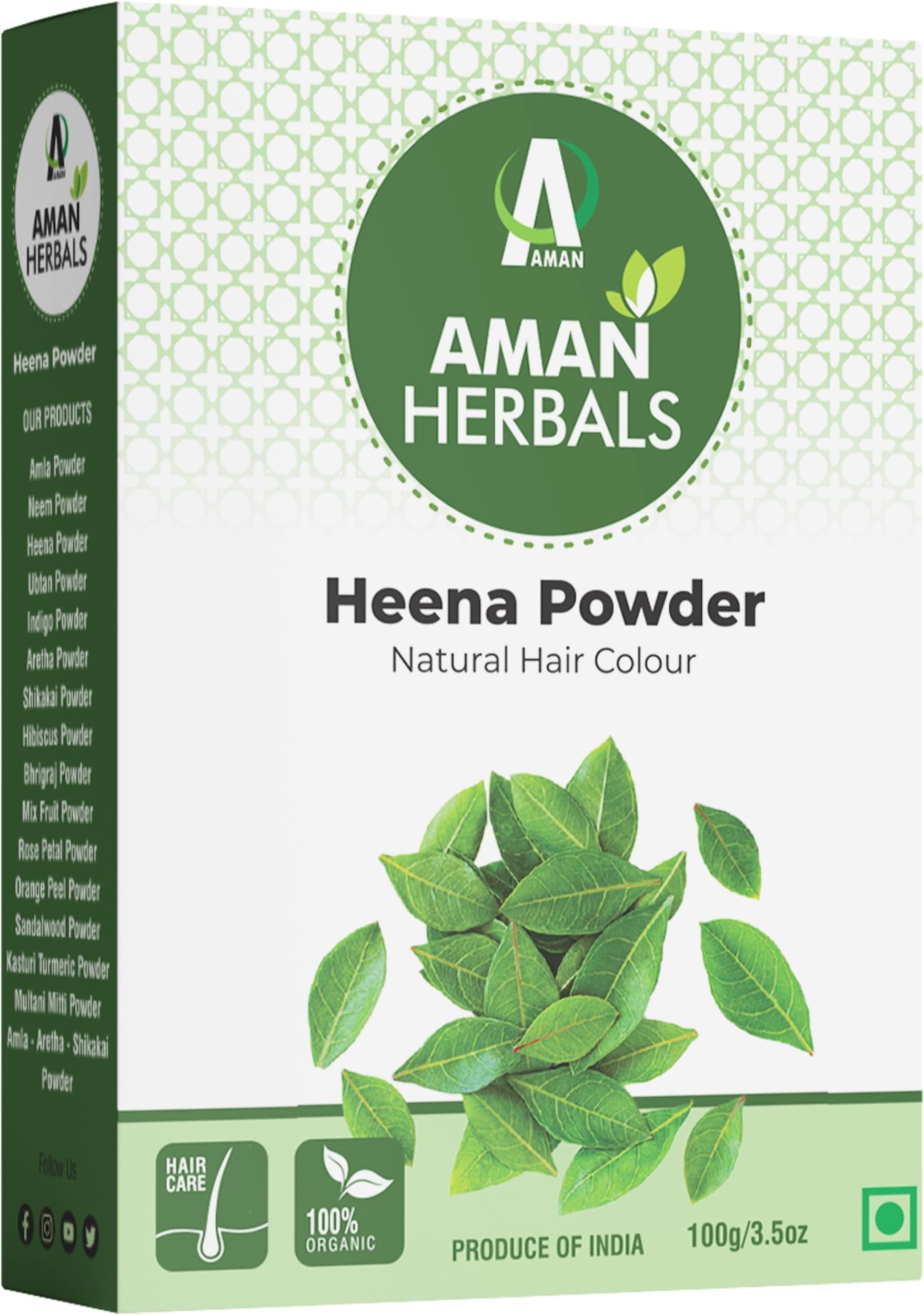 AMAN HERBALS - 100% Natural Organic Henna/mehndi powder for hair Colour and Growth Pack of 100 gm by AMAN Herbals