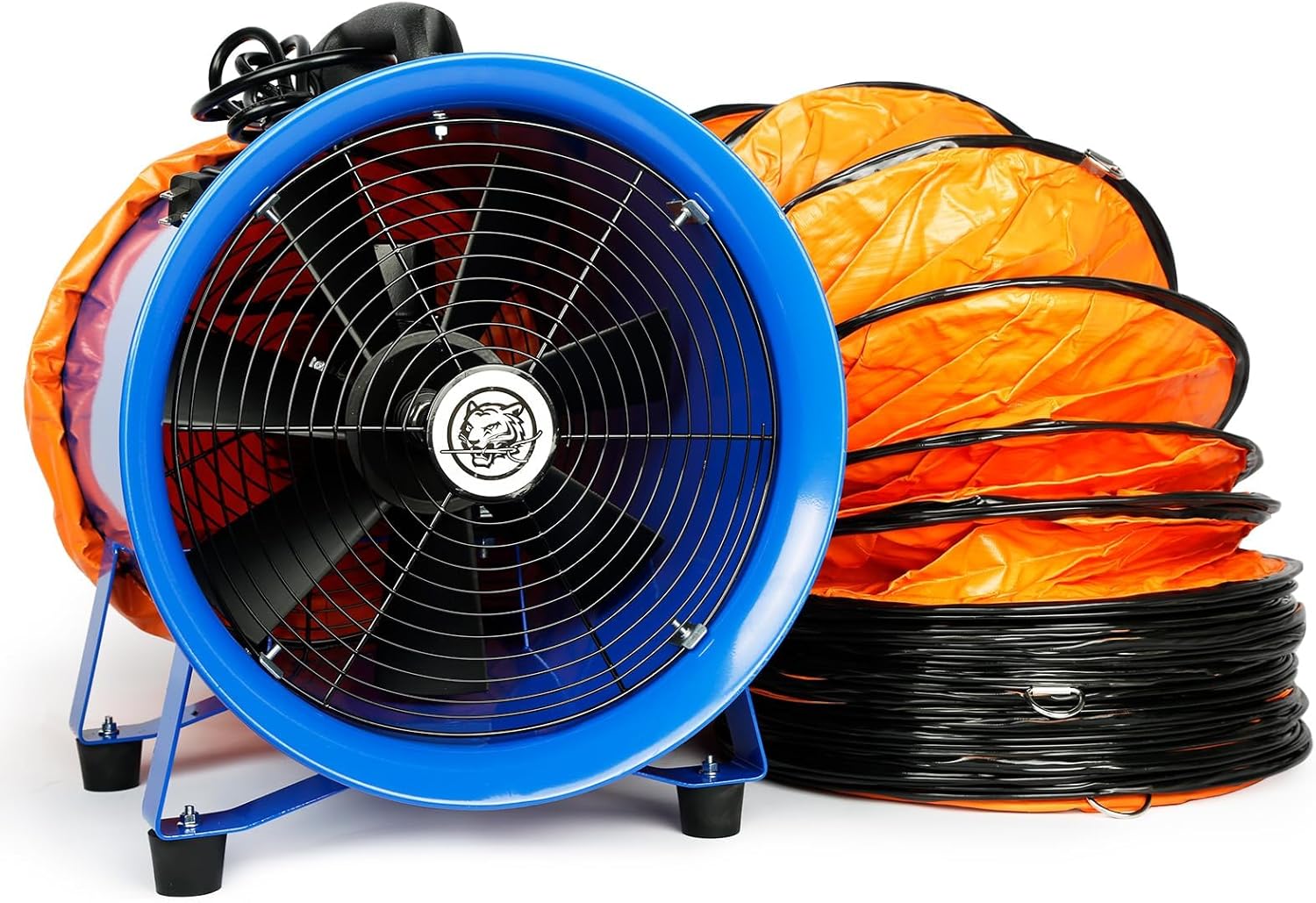 12-inch 520W Utility Blower, High Velocity Low Noise Portable Exhaust Fan 3350 r/min with 16.5ft PVC Flexible Duct Hose, Heavy Duty Cylinder Ventilator for Home & Workplace Fume Ventilation