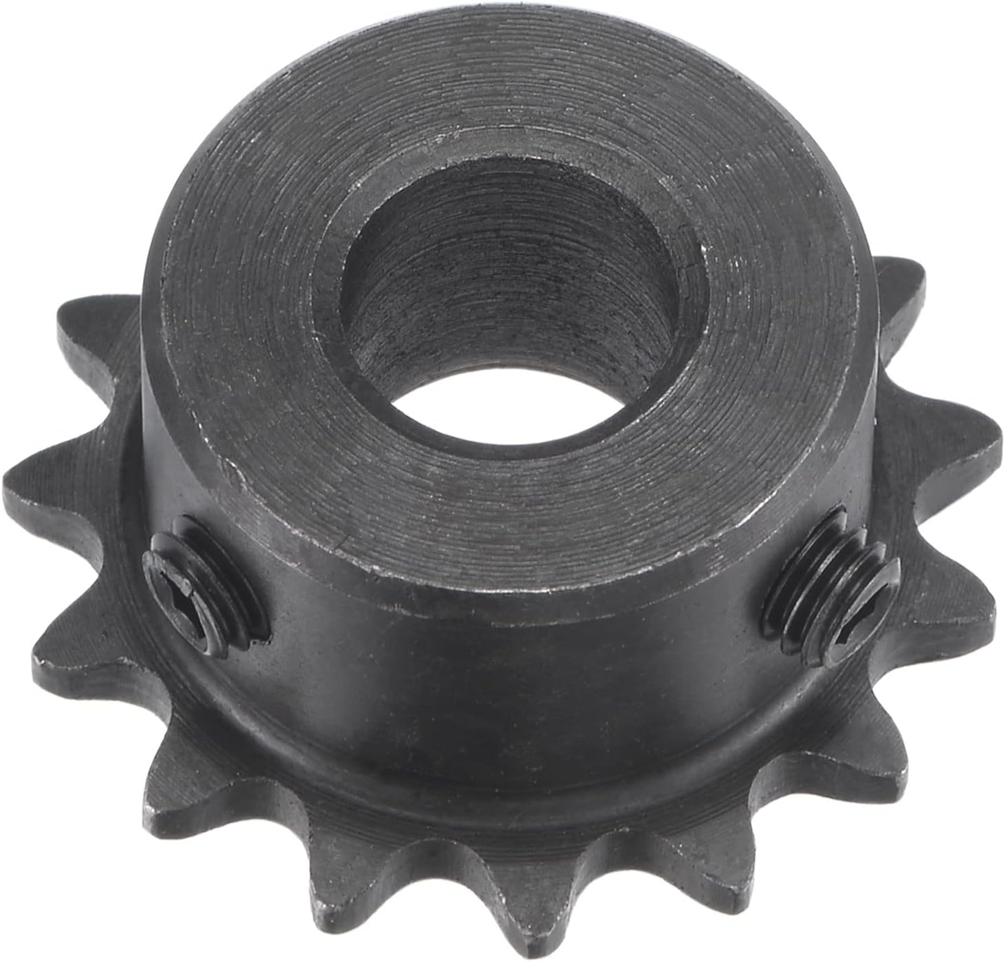uxcell 15 Tooth Roller Sprocket B Type, #25 Chain, Single Strand 1/4" Pitch, 10mm Bore Black Oxide C45 Carbon Steel with Set Screws for ISO 04C
