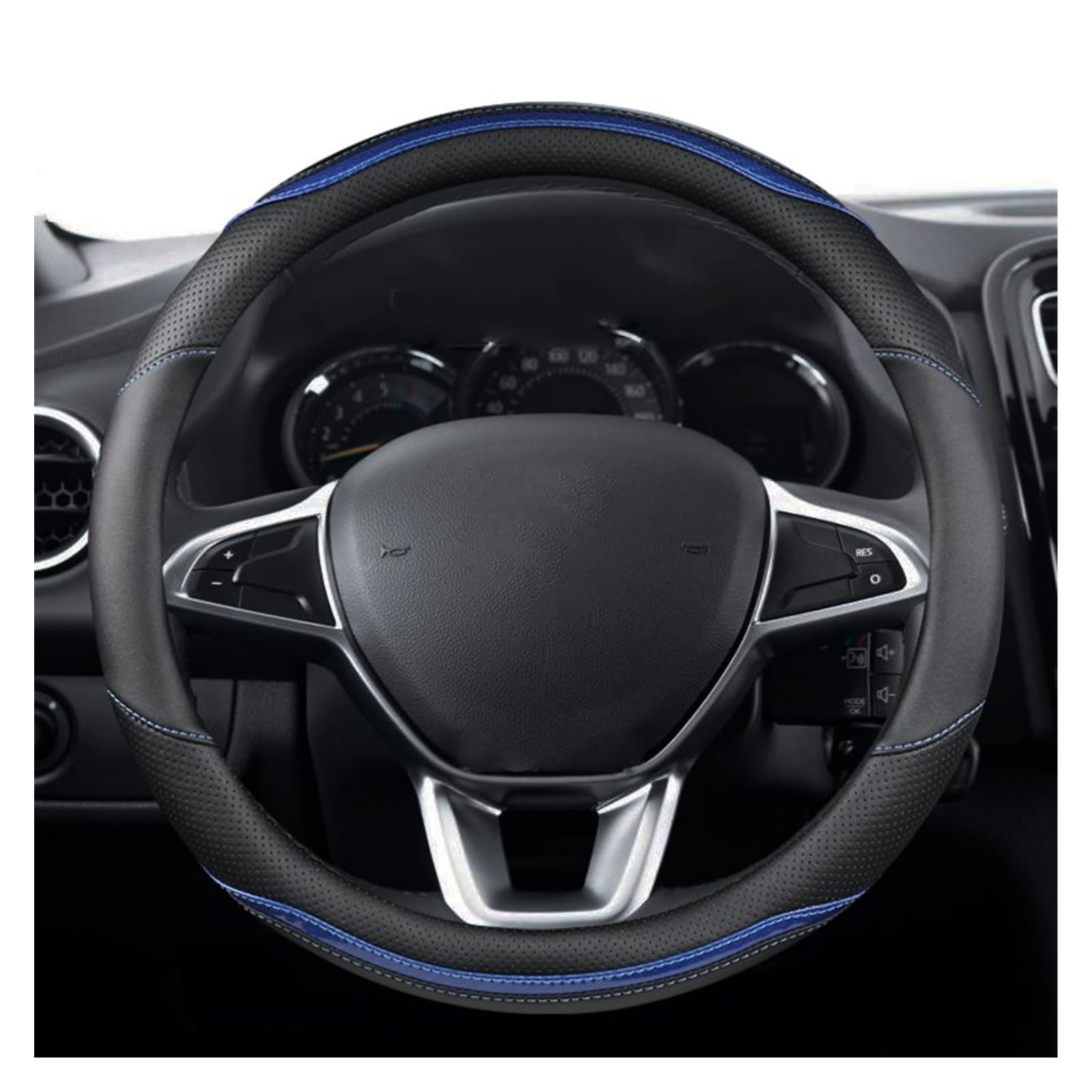 Steering Wheel Wrap For Logan 1 2 3 Car Steering Wheel Cover Microfiber Leather 38CM O SHAPE Auto Accessories Steering Wheel Sleeve(2)