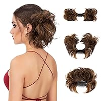 Vista 34 de Peine de moño desordenado con clip lateral para mujer, corto, natural, lacio, versátil, ajustable, fácil de peinar, piezas de cabello