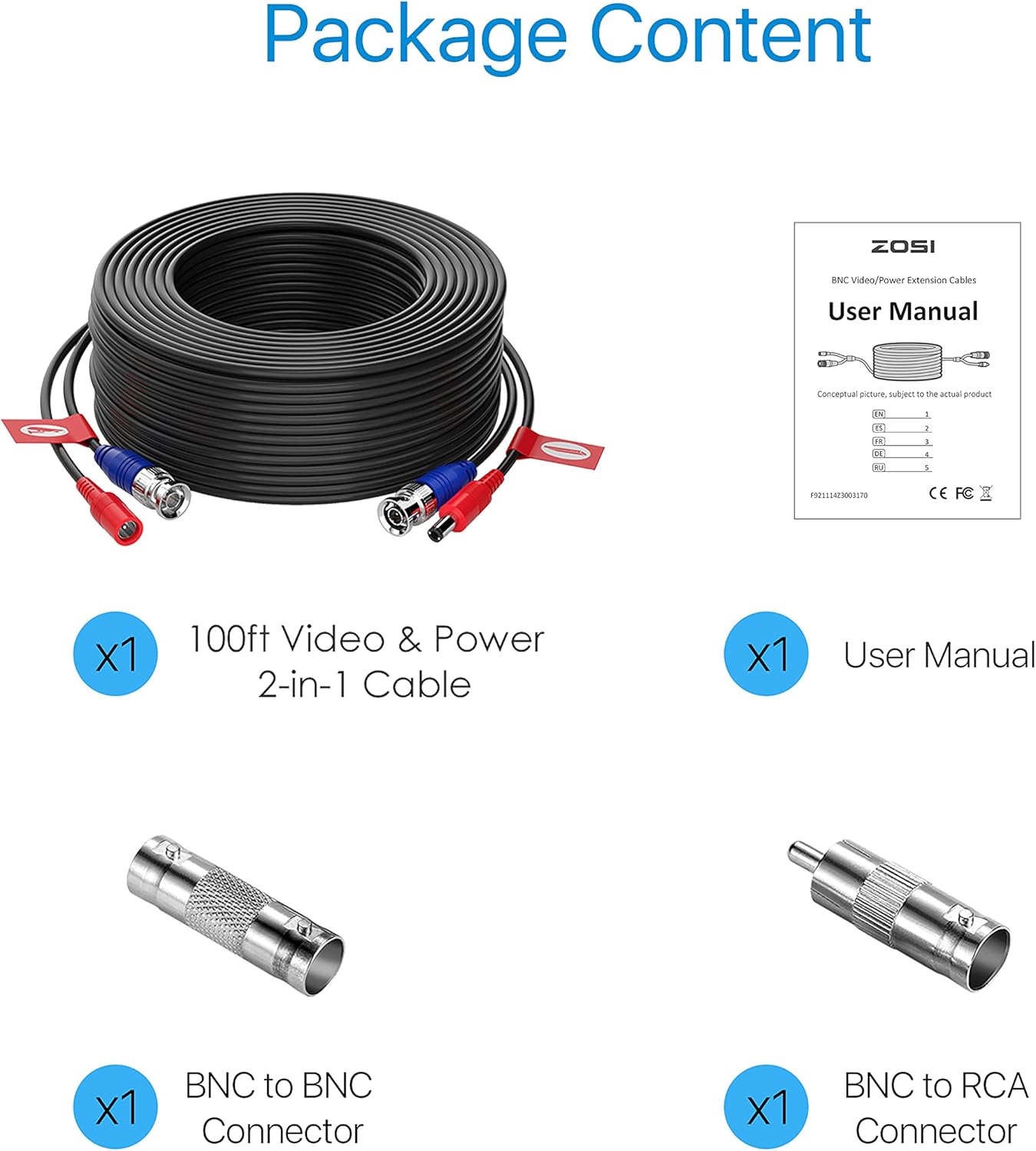 zosi camera cables