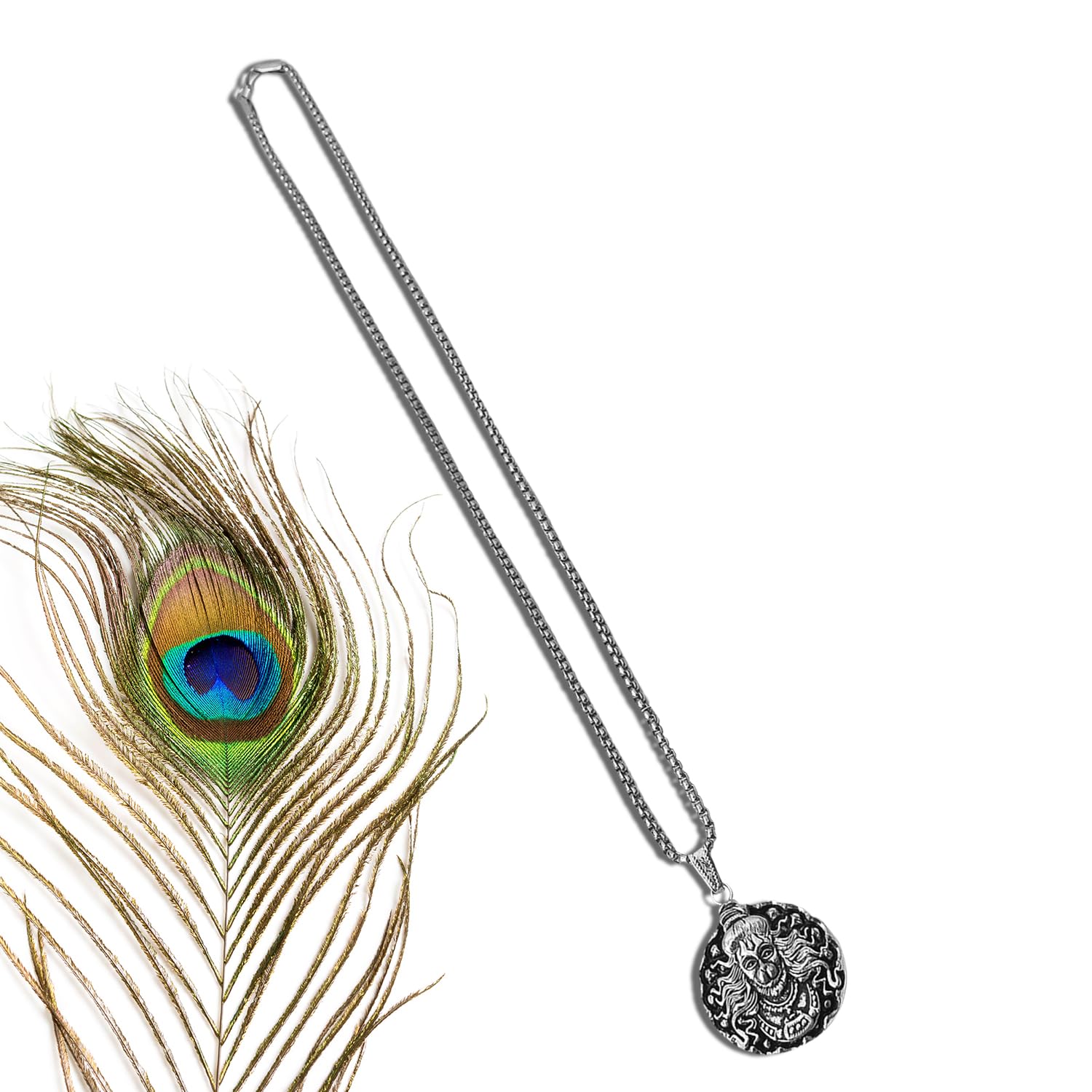 Periapt Hanuman Face Locket - Silver Chain Pendant, Spiritual Hindu Jewelry For Men And Women, Perfect For Religious Occasions And Everyday Wear (B0DBVL5B3S) Amazon Price History, Amazon Price Tracker