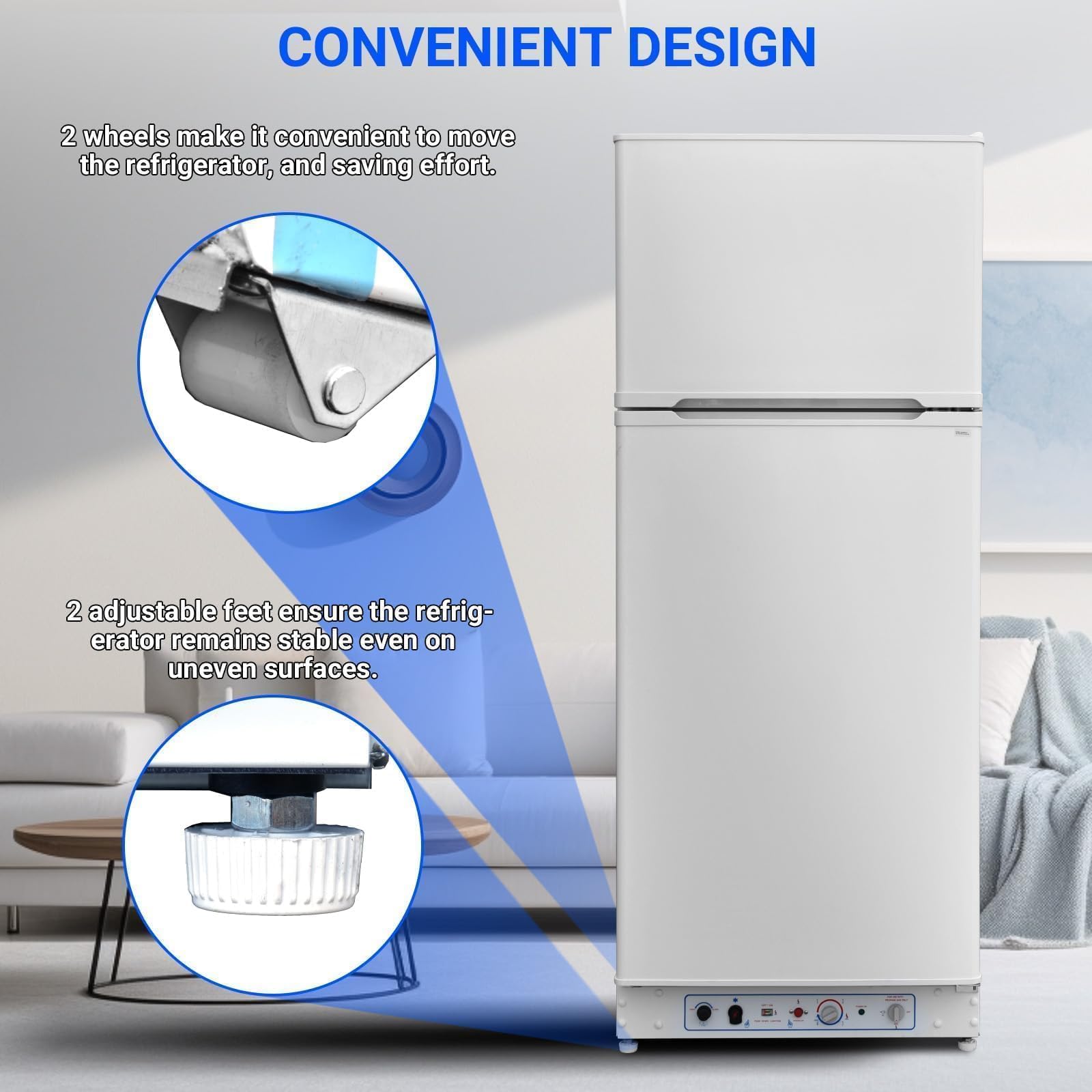 Smad Propane Refrigerator, Off Grid Propane Refrigerator With Freezer 13.4 Cu.Ft, Propane Fridge Powered 110v/Lpg With Top Freezer, For Off Grid,Garage, RV,Food Truck,Cottages,Chalets Use on Fridge.com - View 6