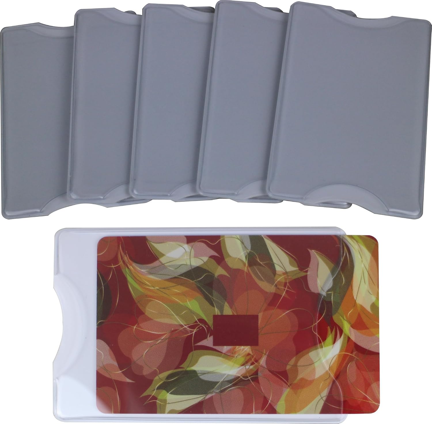 5 Pack RFID Blocking Sleeve Durable Transparent Plastic Credit Card Sleeves Protector Identity Theft Protection Secure Clear Card Holders (White)