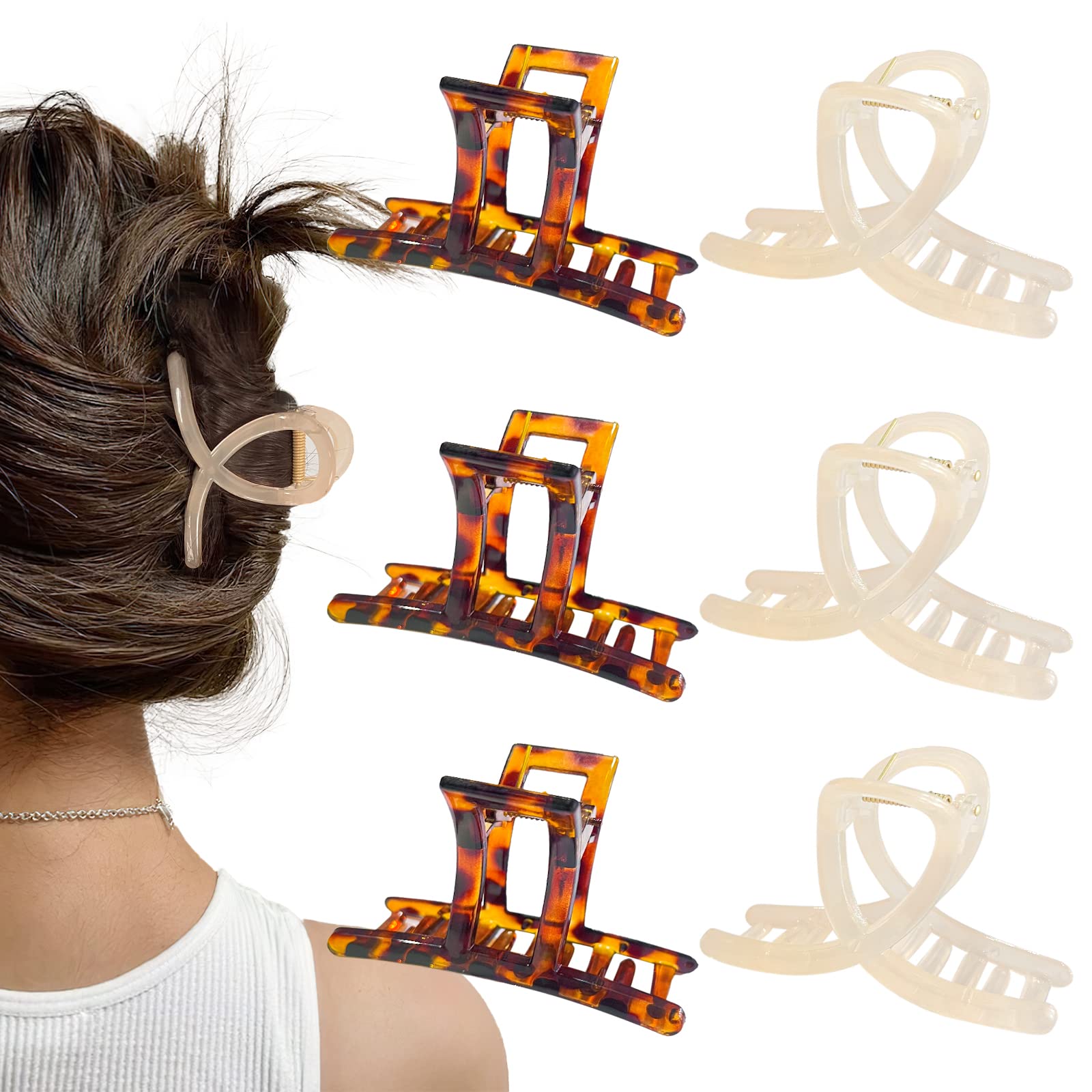 GQLVHair Claw Clips for Thick/Thin Hair-6PCS Strong Hold Medium Claw Clips,Nonslip Cute Hair Clips for Women/Girls,Neutral Claw Clips for Hair,Hair Styling Accessories for Women/Girls,Hair Claws