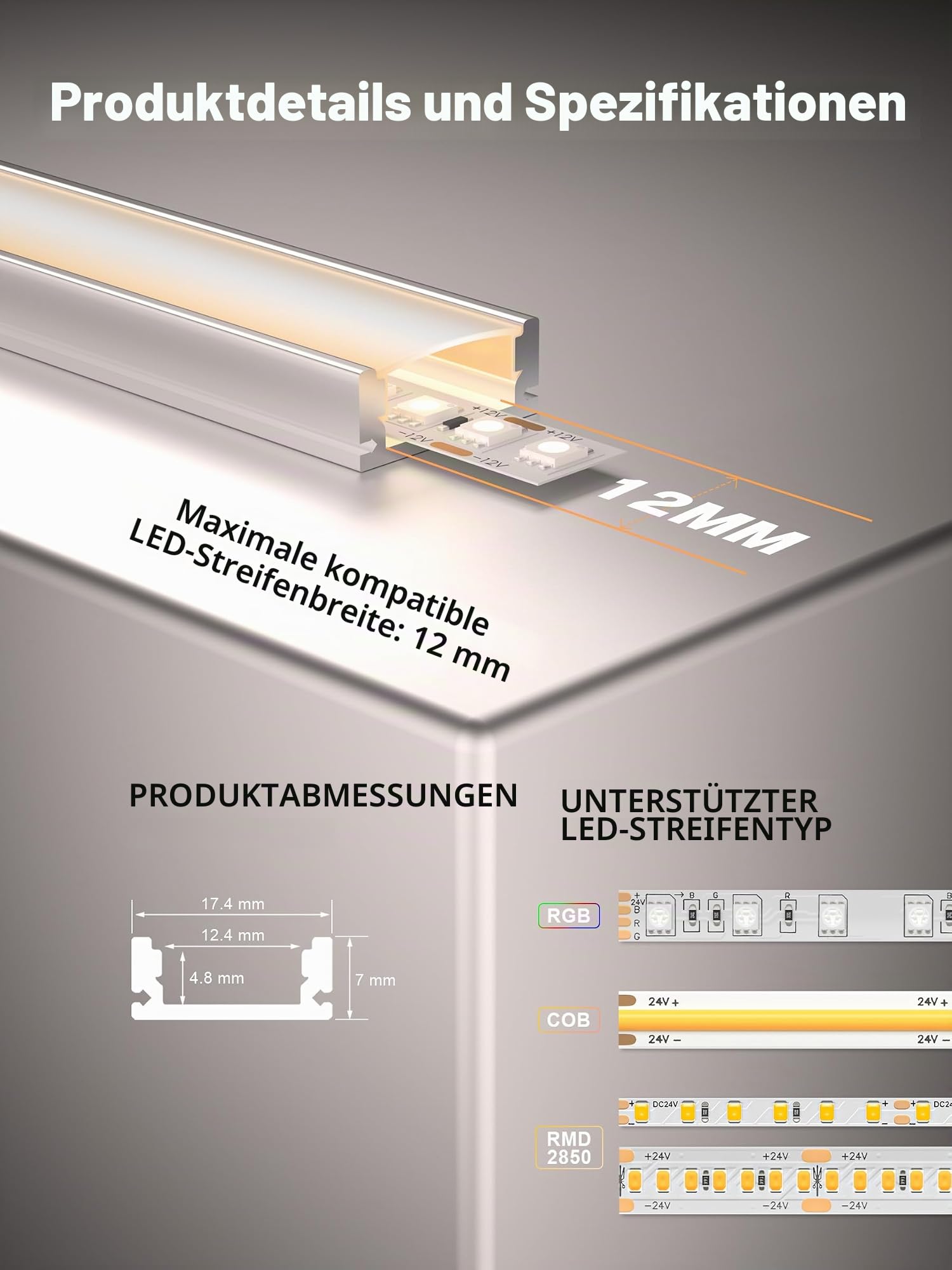 LED Aluminium Profil U-Form 2M*10pcs(20M) mit Milchig Weißer Abdeckung Kanal Diffusor Alu LED leisten Schienen kanalleiste Aluprofil Streifen Profile lichtkanal led strip aluschiene unterputzprofil