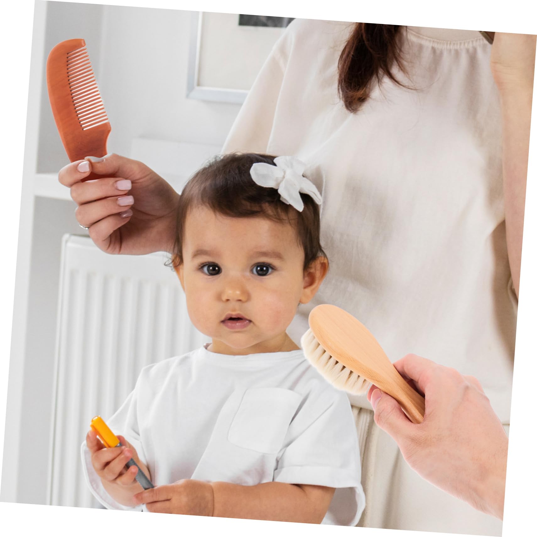 FRCOLOR 4 peines de madera para bebés, para niños pequeños, cepillo de baño para bebés, peine para el pelo, para recién nacidos, peine para, peine de madera maciza