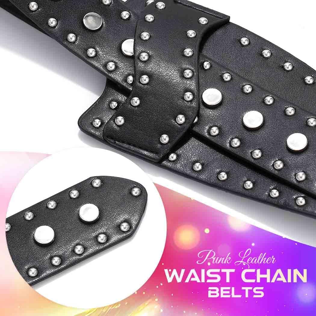 BODIY Rivets Wide Belts Black Punk Fashion Leather Belt Chunky Wide Waist Belt for Dresses Leather Accessories for Women - Image 6