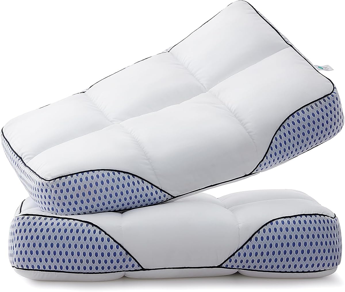 Glaciman Shredded Memory Foam Pillow for Side & Back Sleepers - Firm Ergonomic Pillow for Neck Pain Relief - Machine Washable, Breathable Cooling Mesh Gusset, Queen/Standard (15"x25"x4"), Pack of 2
