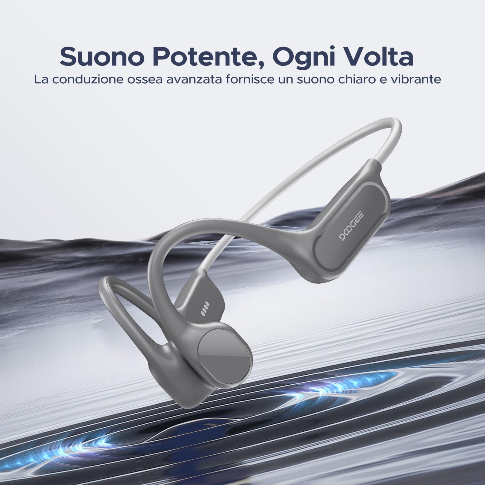 Cuffie a Conduzione Ossea, 10 Ore di Autonomia, IP68 Cuffie Sport Running Inalámbrico BT5.4 con Auricolari Aperti e Doppia Modalità MP3 da 32GB per Ciclismo, Nuoto Sott'acqua, Fitness