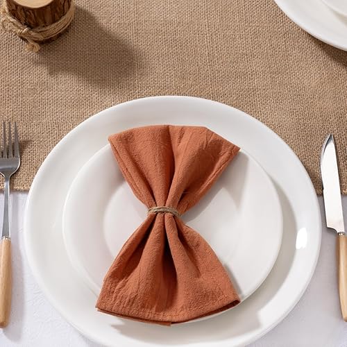 Miniatura 5 de MLMW Juego de 6 servilletas de tela de terracota de lino vintage, lavables a granel, 16 x 16 pulgadas, para bodas, fiestas, baby shower, cumpleaños,