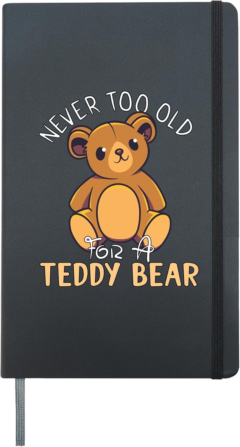 Teddy Bear Cute Bear Lover Plush Toy Aesthetic Gift Hardcover Journal, Black