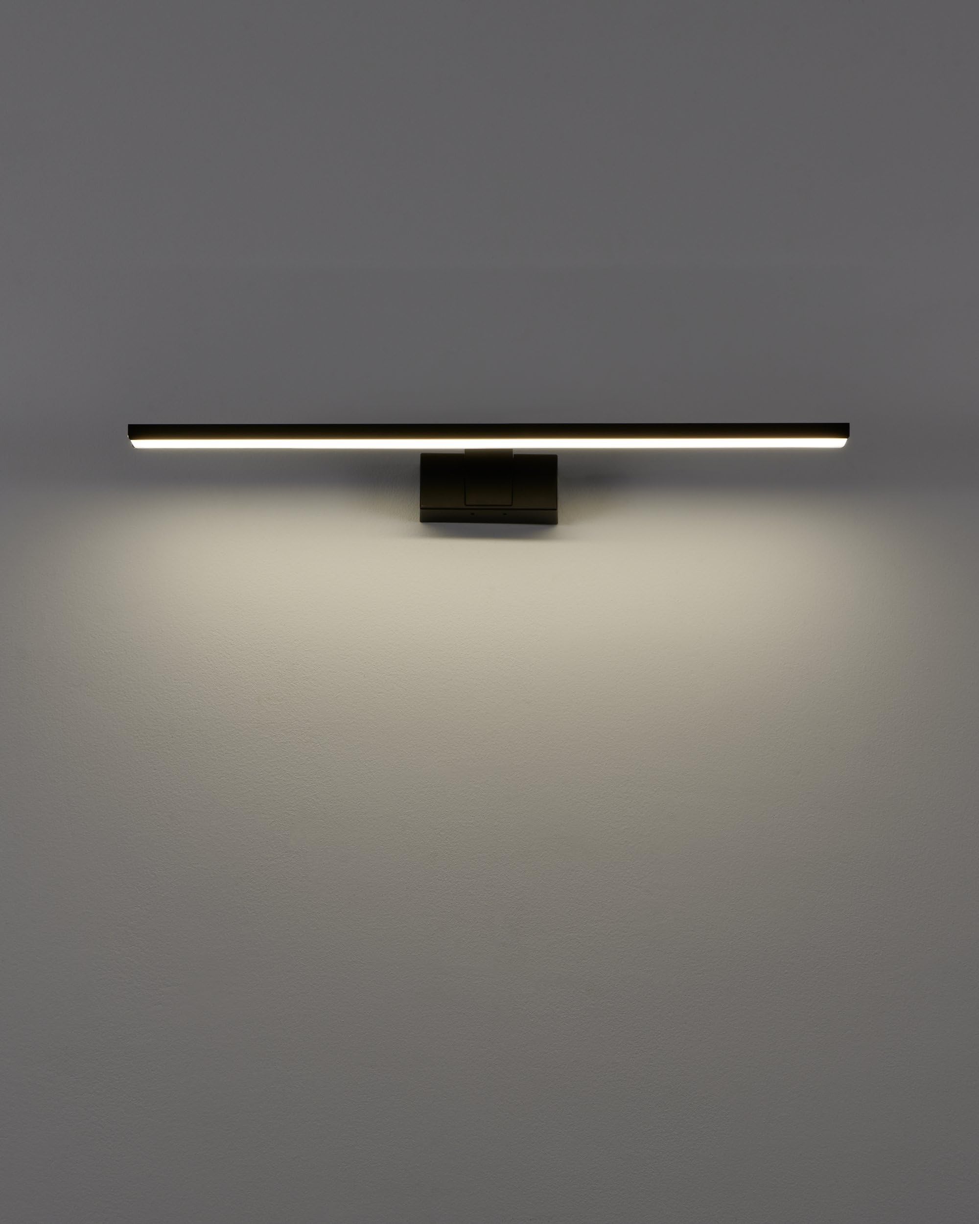 EGLO LED Spiegelleuchte Conettilla, Lampe Spiegel Badezimmer | Spiegellampe aus Aluminium in Schwarz und Kunststoff in Weiß, warmweiß - kaltweiß, IP44, L 60 cm