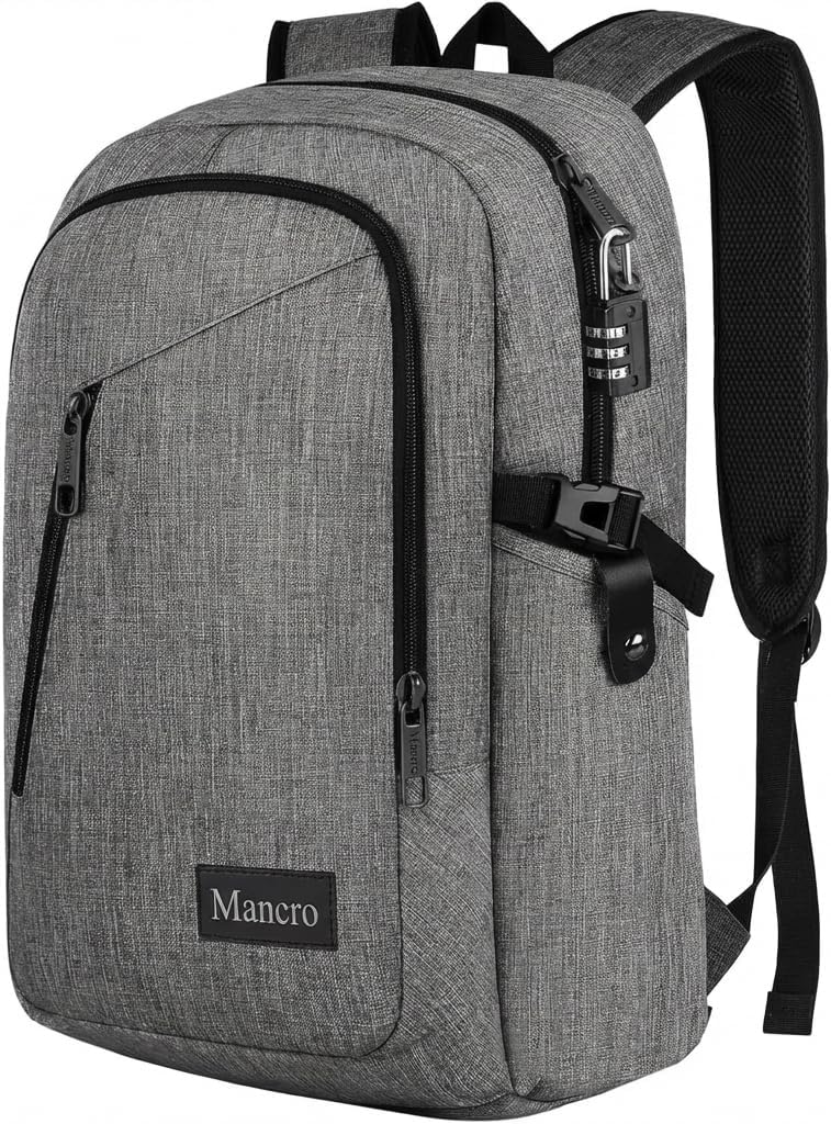 Mancro 17.3 Inch Business Laptop Backpack Large Travel Backpack Lightweight Anti-Theft Laptop Backpack for Men & Women