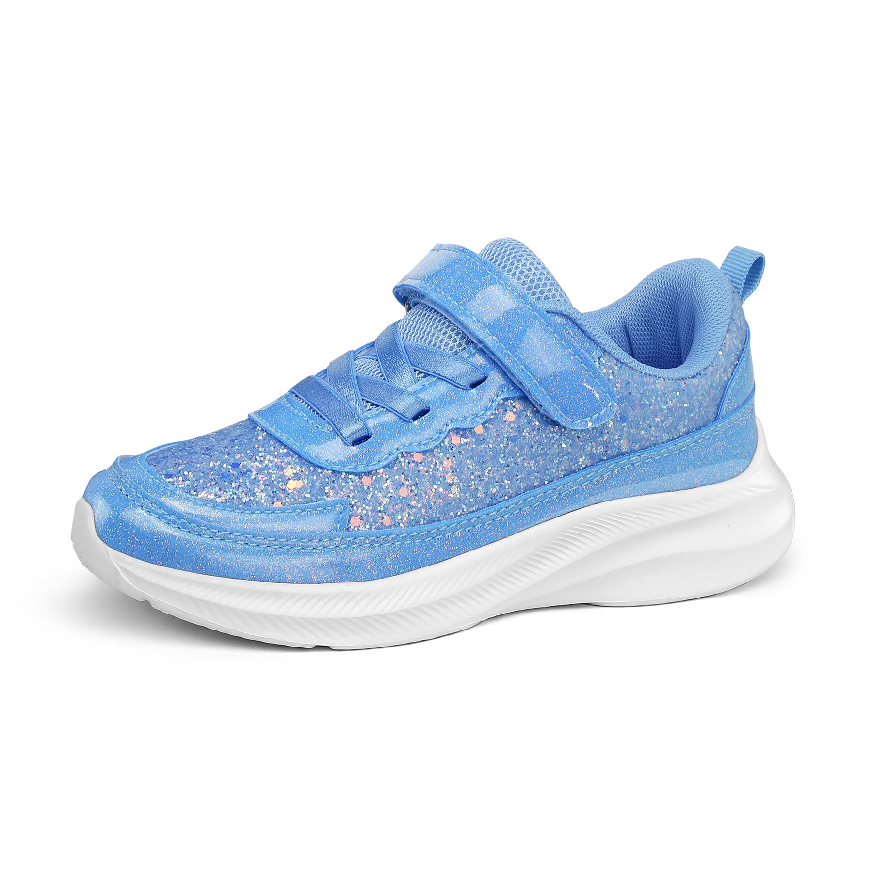RUNSIDE Girls Glitter Sneakers Lightweight Kids Sparkle Tennis Shoes with Hook and Loop for Toddler/Little Kid/Big Kid
