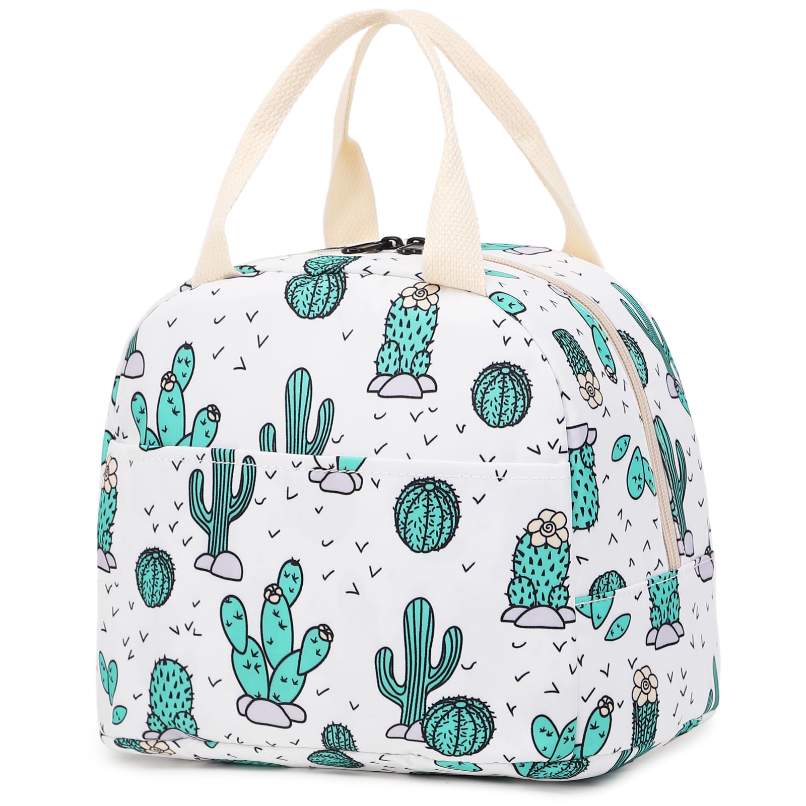Cactus Lunch Bag for Girls Women, Cute Insulated Leakproof Lunch Box Container Reusable Cooler Lunch Tote Bag for Teens Kids Adults School Travel Picnic