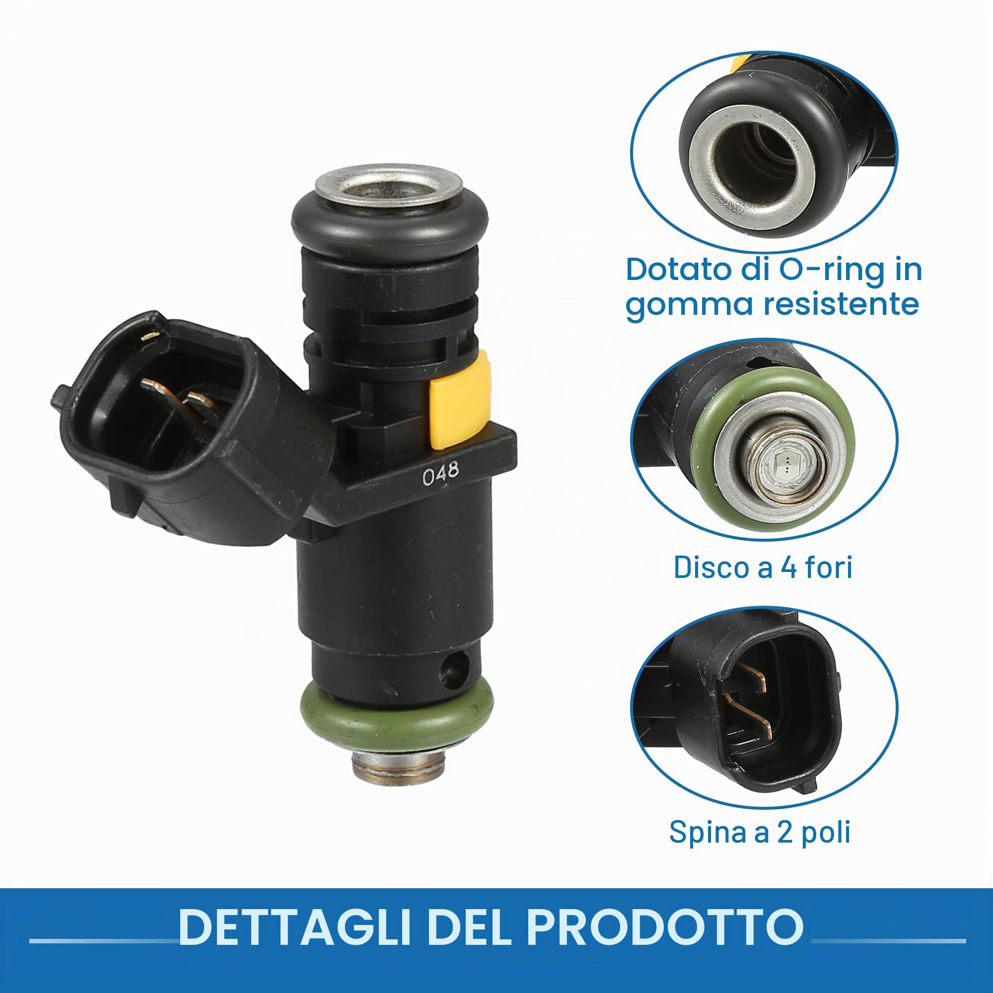 A ABSOPRO Iniettore Di Carburante Per VW Polo 06-09 1.4 16V 4 Pezzi | 036906031AG, Metallo, Plastica, 47x15mm, DC 12V, 2 Pin, Per VW Polo 09-14, Per SEAT Ibiza 06-09, Per SKODA Fabia 07-14