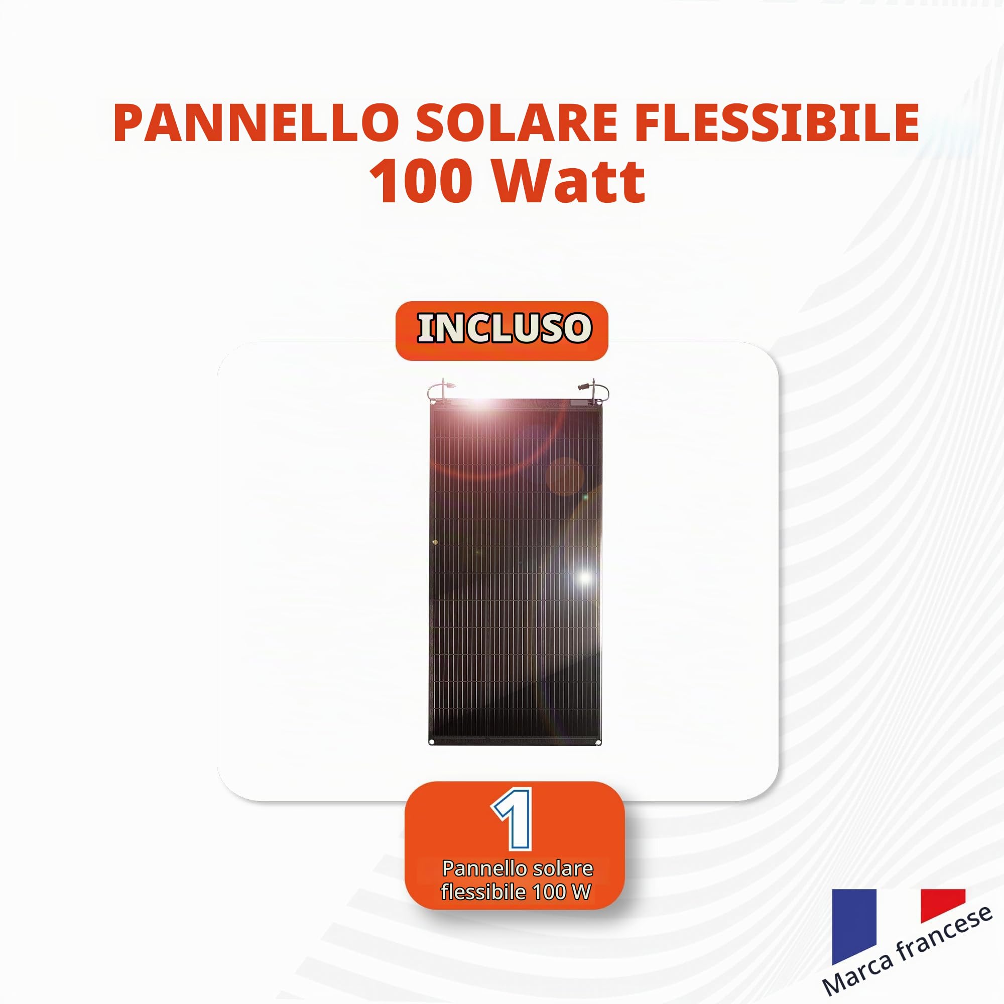 W Onder Full Energy - Pannello solare flessibile 100W - Monocristallino, ad alta efficienza, IP67 - per Balcone, Campeggio Car, Barche, ecc..