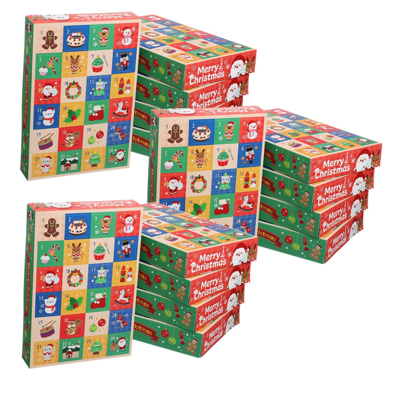TOPBATHY 15piezas Caja de Regresiva Navideña Días Unidades Cajas de Papel para Calendario de Adviento Navideño DIY Hacer Dulces y Decoraciones Navideñas
