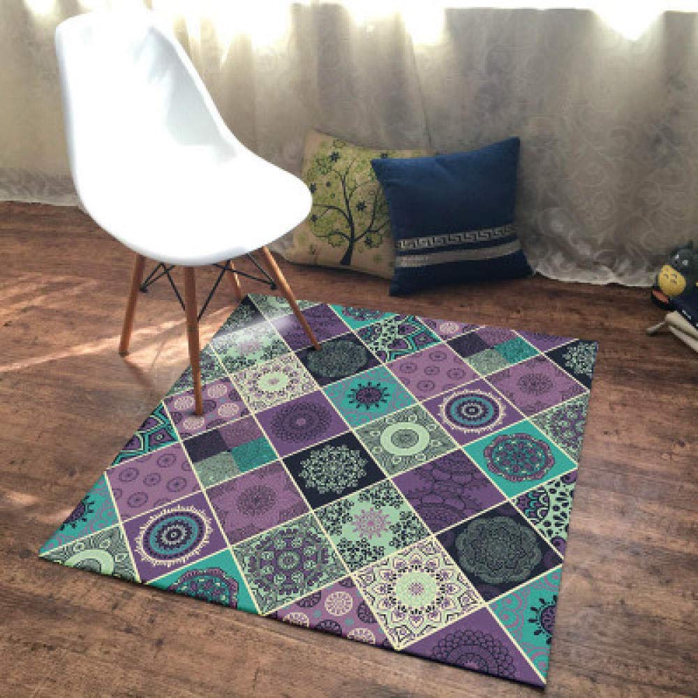 Tapis lavable antidérapant et moelleux à fleurs pour un entretien facile au salon