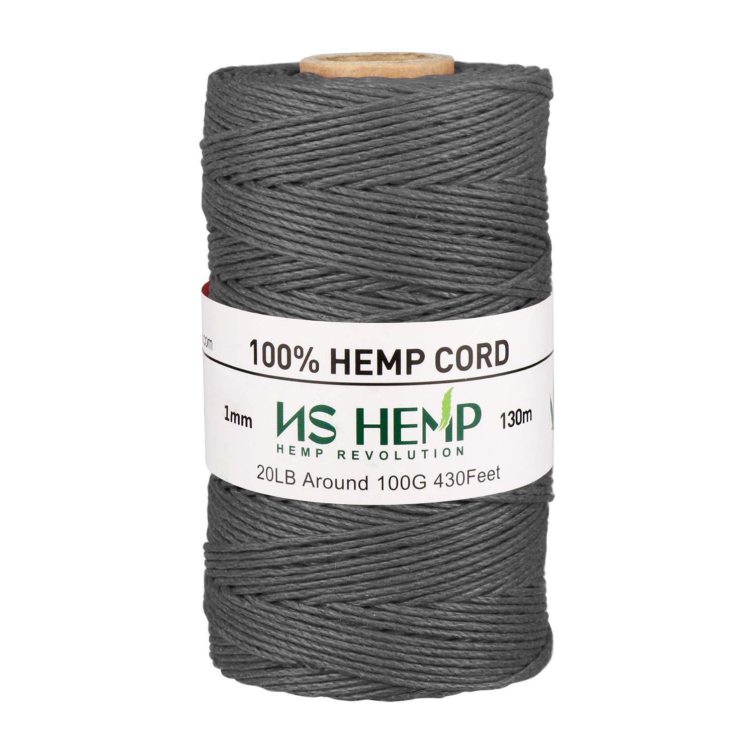 [NS HEMP] 100% Hemp String for Jewelry Making, Hemp Twine for Crafts, 430 Hemp Cord 1mm 130 Meters (020 Dark Grey)