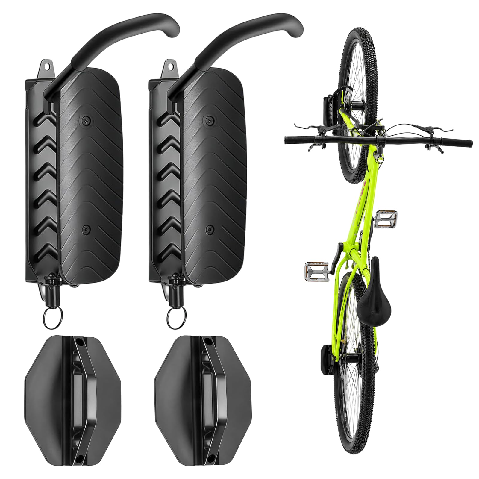 2 Pack Swivel Bike Wall Mount, Space-Saving Vertical Bike Rack, Heavy-Duty Garage Bike Hanger, Adjustable Bike Wall Hanger, MTB Bicycle Storage Hook Holds Up to 66lbs, No Heavy Lifting Required