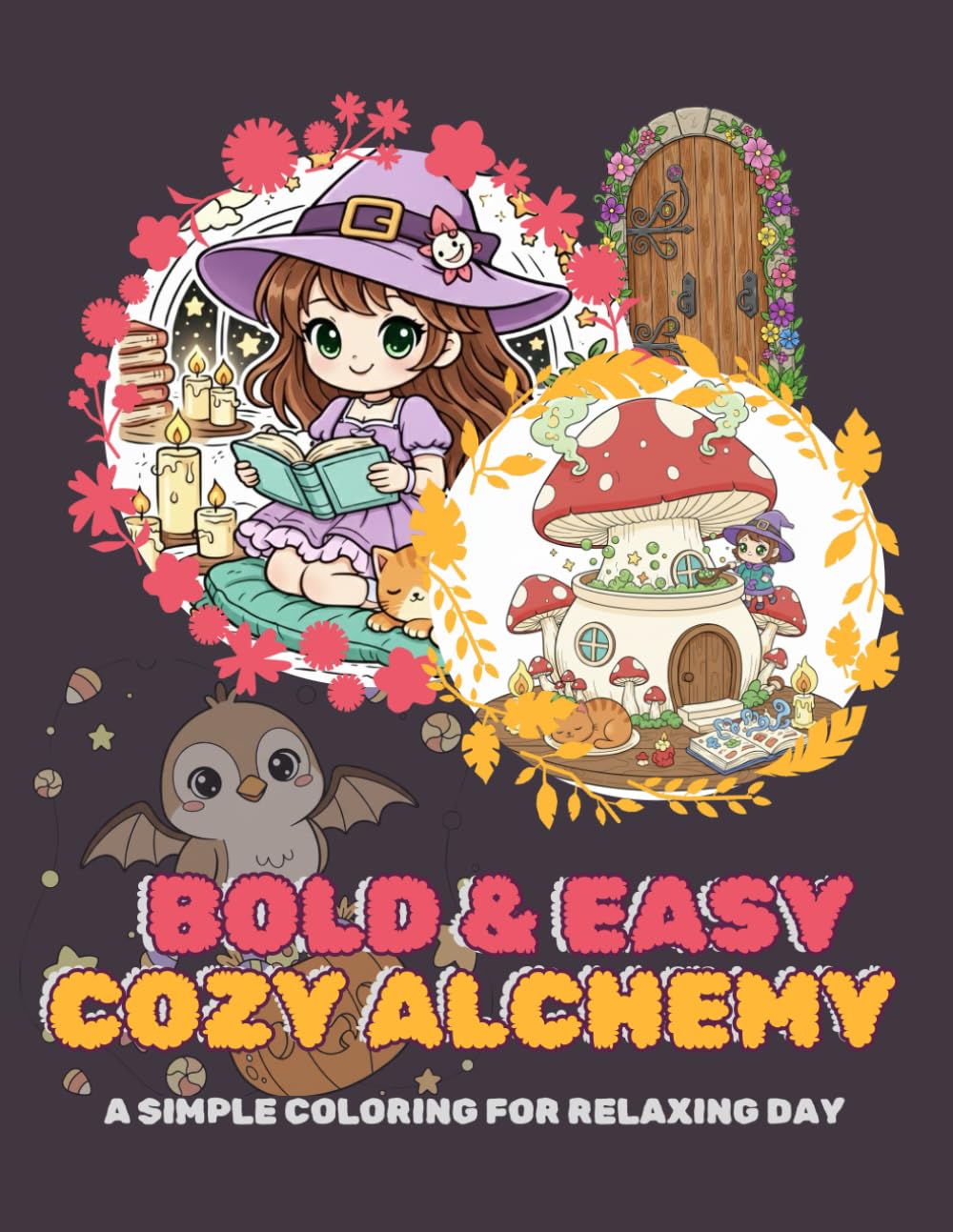 Bold & easy cozy alchemy: A simple coloring book for relaxing day