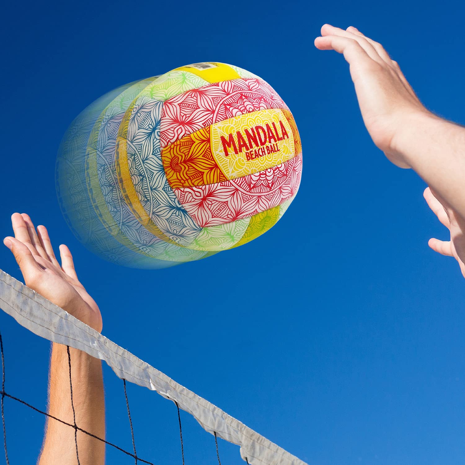 MONDO Mandala Pallone Beach Volley, Colore Bianco Giallo Arancione, Misura 5, 13815