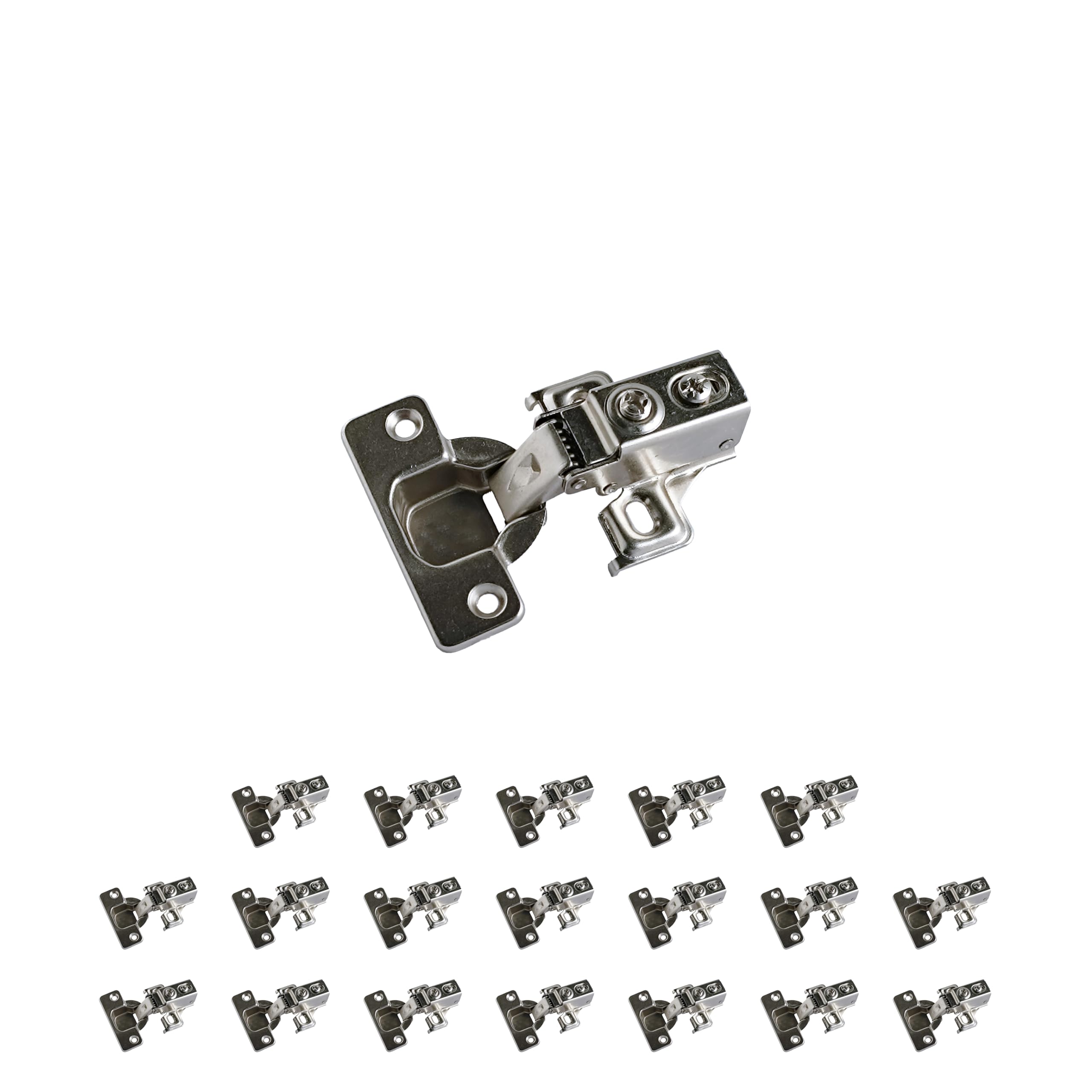 Bisagra Cazoleta Ø35mm Recta con Brazo Corto, Freno y Base Clip – Pack 20 unidades