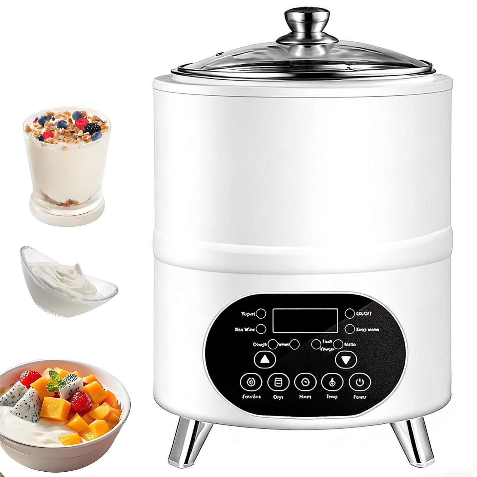 8l Stainless Steel Greek Yogurt Maker Machine,Yogurt Maker with Temperature Control,Home Yogurt Incubator Electric Fermentation Machine for Fruit Vinegar,Yogurt White-12L