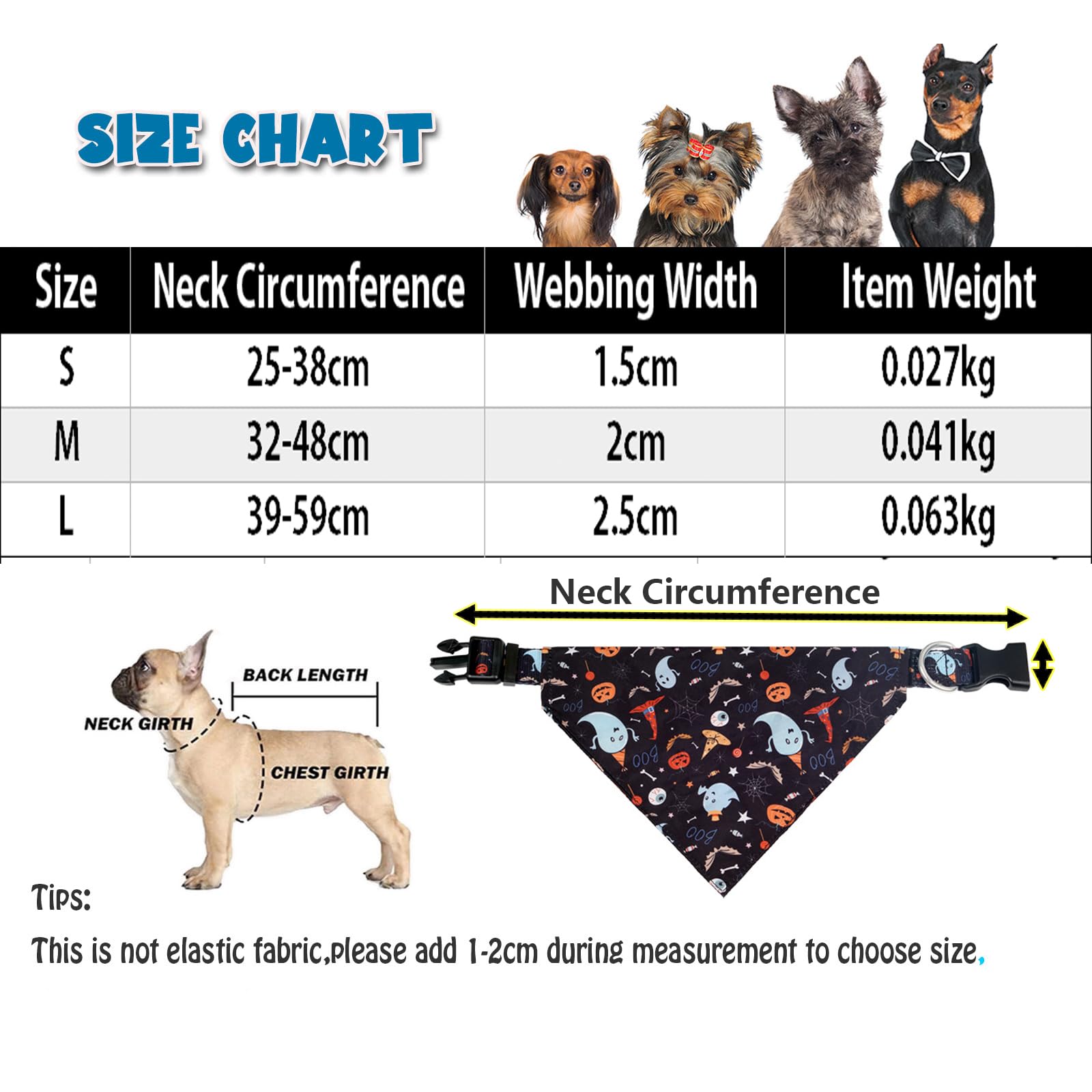 BT Bear Halloween Dog Bandanas,Dog Halloween Costume Pet Collar Pumpkin Ghost Bat Pet Scarf for Medium Large Dogs (L,Black Ghost) - Image 4