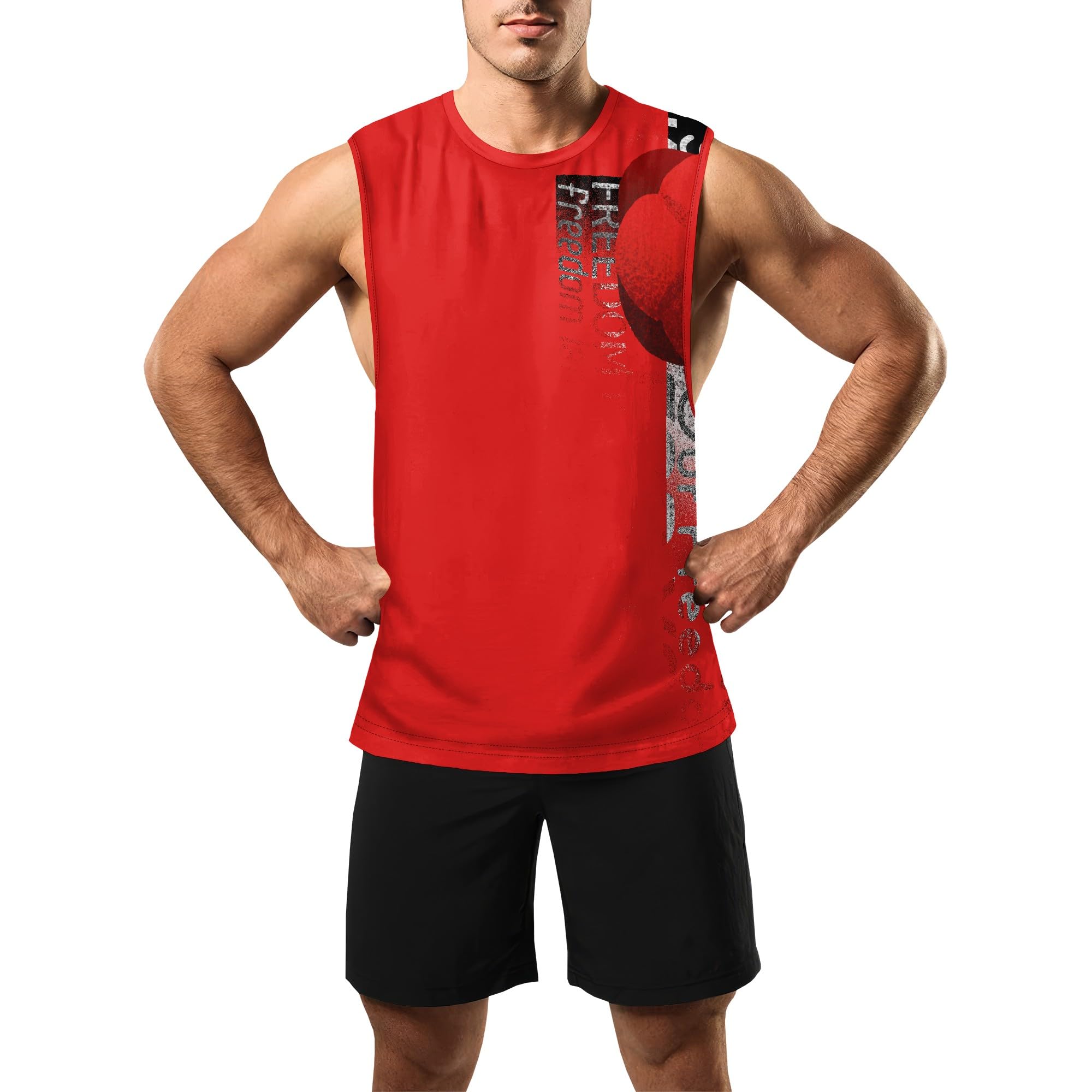 Zhyaj Summer Tanks Top for Men Flag Graphic Print Sleeveless Shirts Casual Working Out Vest T-Shirts Loose-Fit Men's Tank