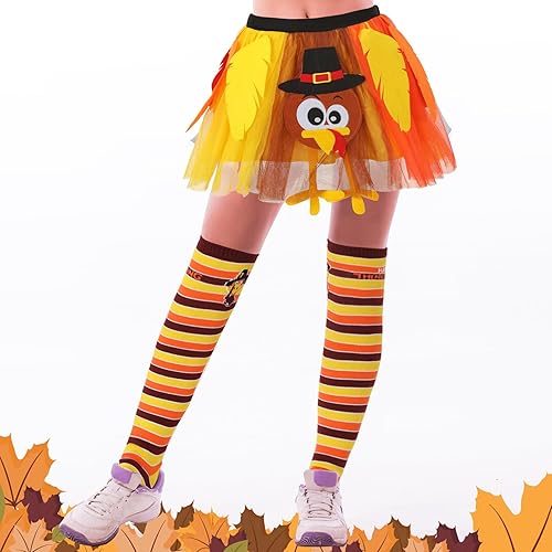 Miniatura 4 de 8 piezas de disfraces de tutú de Acción de Gracias para mujer, accesorios de disfraz de pavo con diadema de Acción de Gracias, collar, aretes, gafas