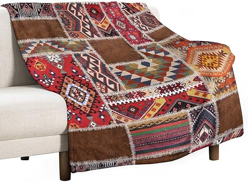 Miniatura 22 de Manta de tiro floral retro de los años 70, estilo bohemio, ondulado, geométrico, hippie, lindas flores, amarillo y naranja, manta con estampado