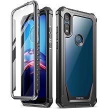Poetic Guardian Series Designed for Moto E 2020 Case, Full-Body Hybrid Shockproof Bumper Cover with Built-in-Screen Protector, Black/Clear