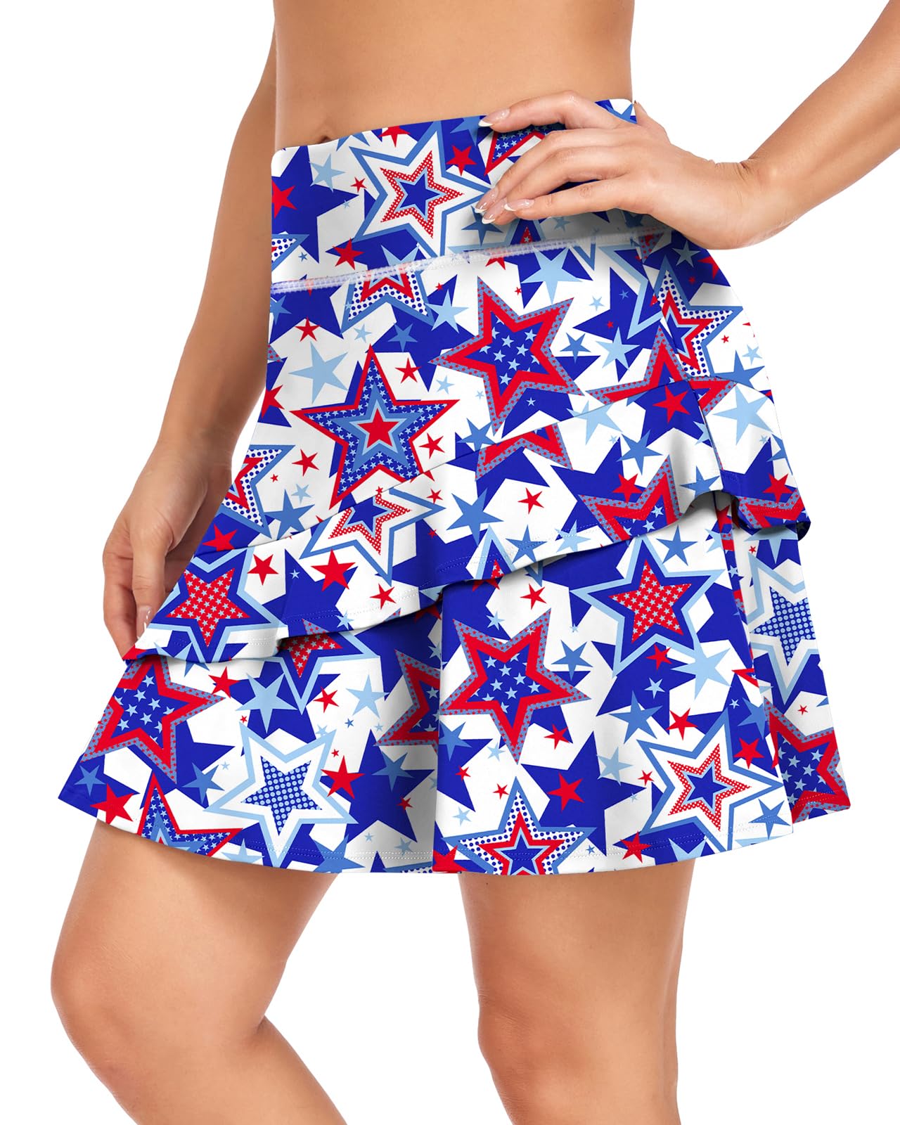 WOWENY Women's Active Skort Athletic Ruffle 17" Pleated Tennis Skirt with Pocket for Ladies Running Golf Workout