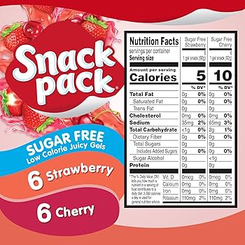 Amazon.com: Snack Pack Sugar-Free Strawberry & Cherry