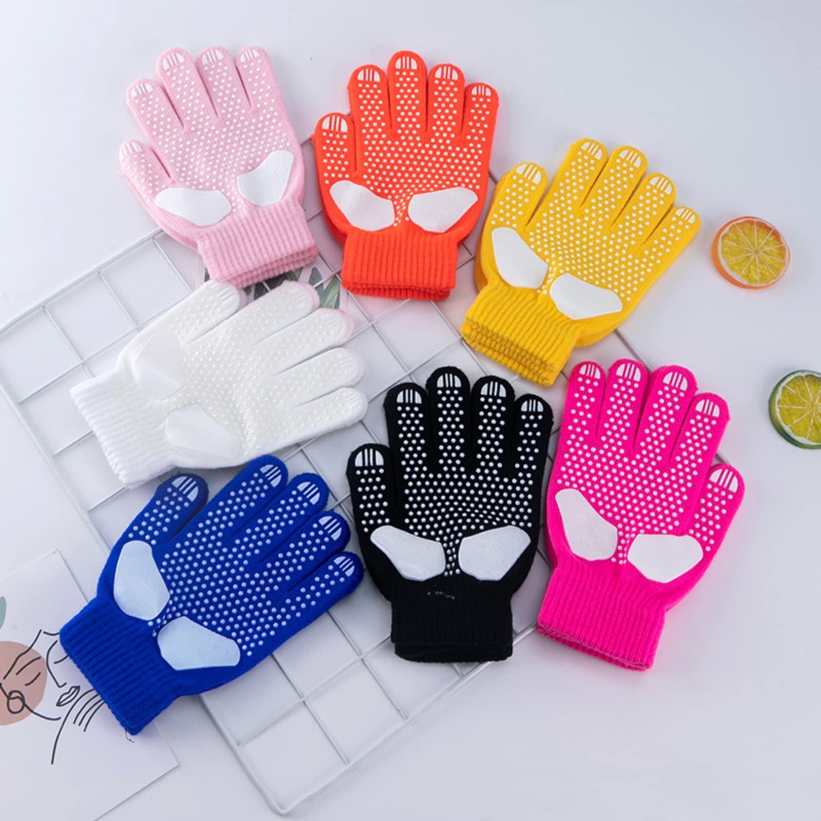 Hotfiary Gants de Patinage Artistique pour Enfants Girls Anti Slip Gants de Patinage sur Glace avec Gants Thermiques en Strass pour Cadeau