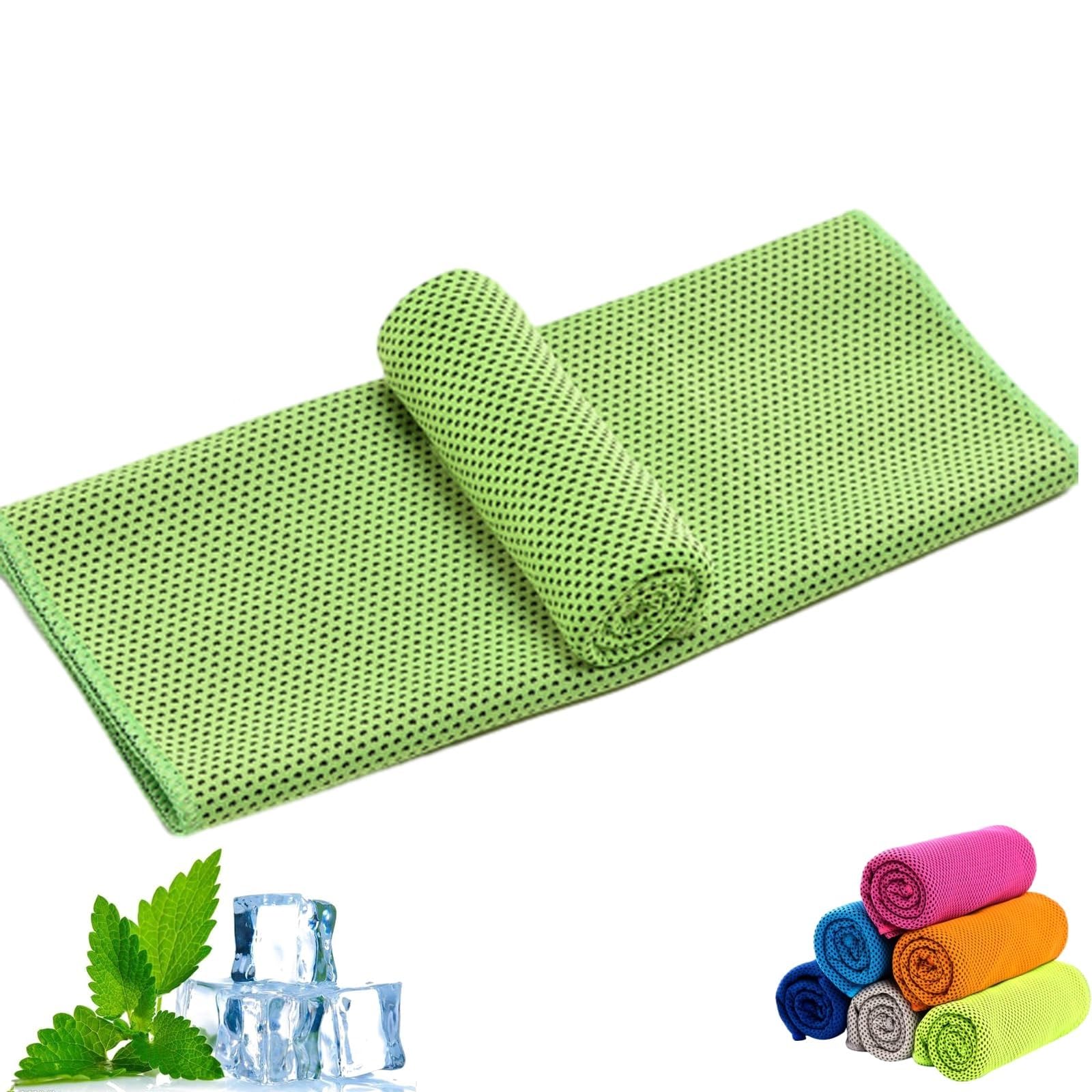 Ice Towel, 100×30 Cm Instant Cooling Towel for Neck & Face, Soft Breathable Microfibre Cold Rag, Reusable Heat Relief Towel for Gym Yoga Running Camping & Hot Weather (Green)